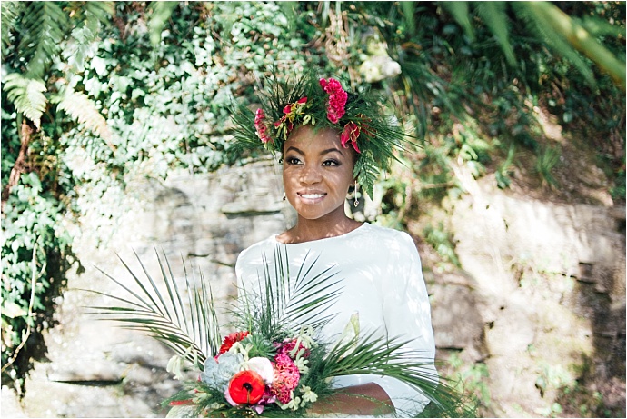 A colourful, elegant, tropical bridal shoot. Photos by Liberty Pearl Photography