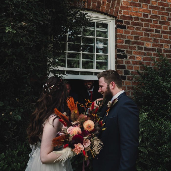 Vintage Barn Wedding with a dark red and green Botanical theme